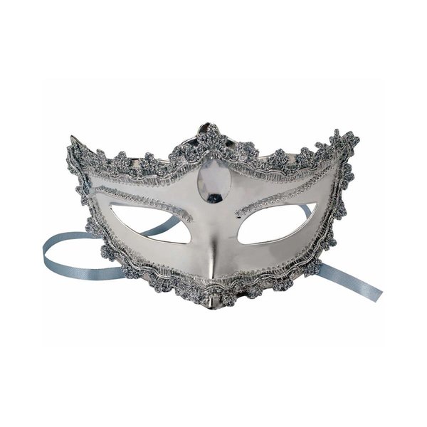 Perfectpretend Womens Elegant Silver Venetian Masquerade Half Mask Costume Accessory, Normal Size PE1705688